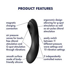   Satisfyer Curvy Trinity 4 - Rechargeable Air Pulse 2in1 Vibrator (Black)