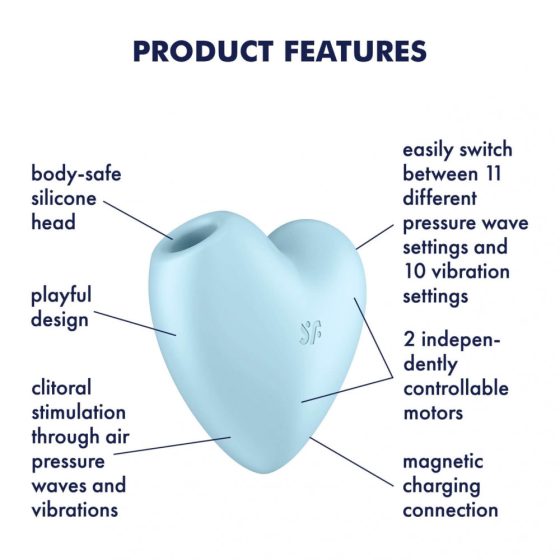 Satisfyer Cutie Heart - Rechargeable Air Pulse Clitoral Vibrator (Blue)