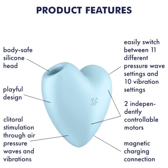 Satisfyer Cutie Heart - Rechargeable Air-Pulse Clitoral Vibrator (Blue)