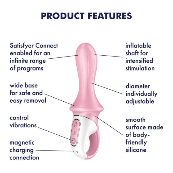 Satisfyer Air Pump Booty 5 - Smart Inflatable Anal Vibrator (Pink)