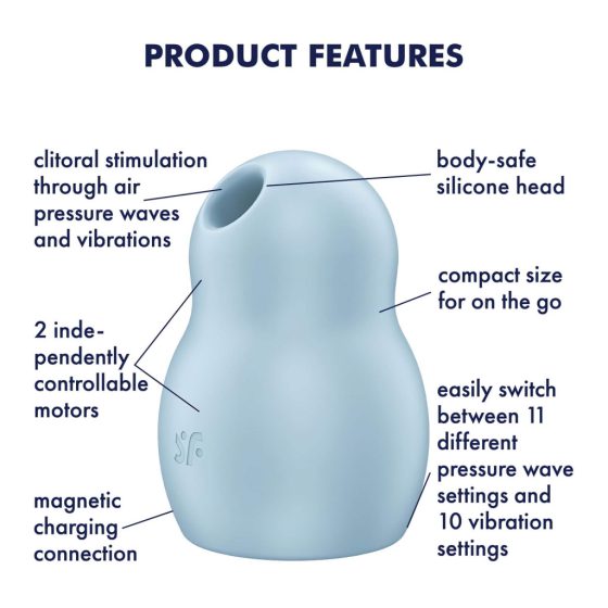 Satisfyer Pro To Go 1 - Rechargeable, Air-Pulse Clitoral Stimulator (Blue)