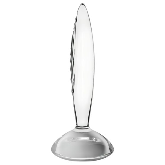 Satisfyer Sparkling Crystal - Ribbed Glass Dildo (Transparent)