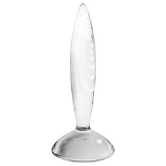   Satisfyer Sparkling Crystal - Ribbed Glass Dildo (Transparent)