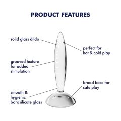   Satisfyer Sparkling Crystal - Ribbed Glass Dildo (Transparent)