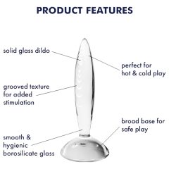   Satisfyer Sparkling Crystal - ribbed glass dildo (transparent)