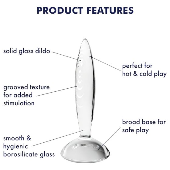 Satisfyer Sparkling Crystal - ribbed glass dildo (transparent)