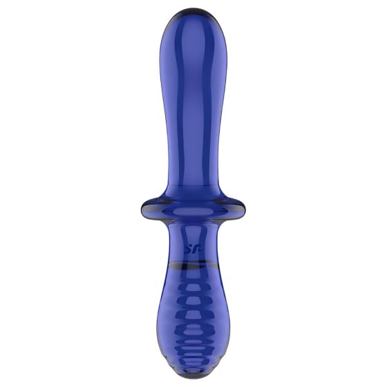 Satisfyer Double Crystal - Dual-Ended Glass Dildo (Blue)