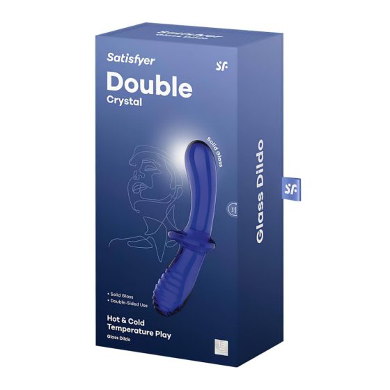 Satisfyer Double Crystal - Dual-Ended Glass Dildo (Blue)