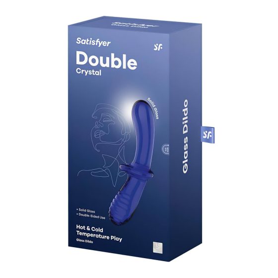 Satisfyer Double Crystal - Double-Ended Glass Dildo (Blue)