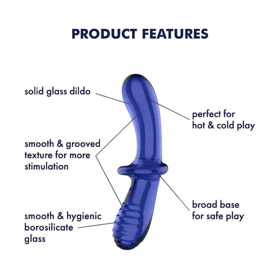 Satisfyer Double Crystal - Dual-Ended Glass Dildo (Blue)