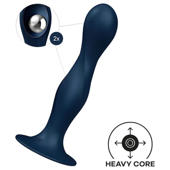 Satisfyer Double Ball-R - Weighted Dildo with Suction Base (Dark Blue)