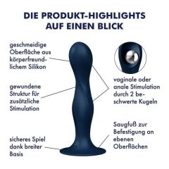   Satisfyer Double Ball-R - Weighted Dildo with Suction Base (Dark Blue)