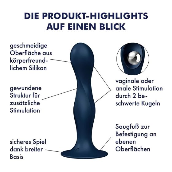 Satisfyer Double Ball-R - suction-cup weighted dildo (dark blue)