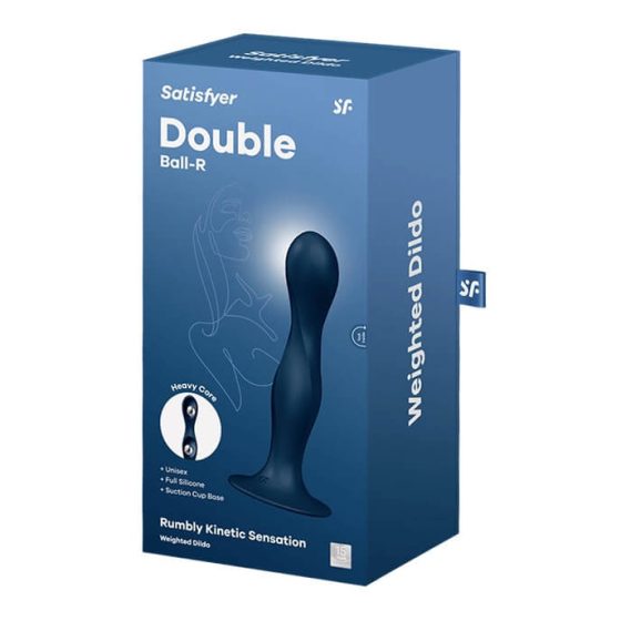 Satisfyer Double Ball-R - Weighted Dildo with Suction Base (Dark Blue)