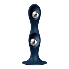   Satisfyer Double Ball-R - Weighted Dildo with Suction Base (Dark Blue)