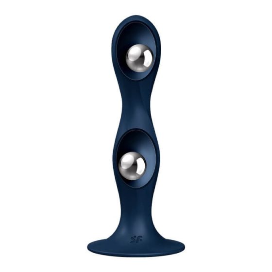 Satisfyer Double Ball-R - Weighted Dildo with Suction Base (Dark Blue)