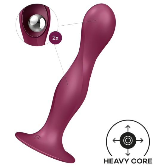 Satisfyer Double Ball-R - Weighted Dildo with Suction Cup (Red)