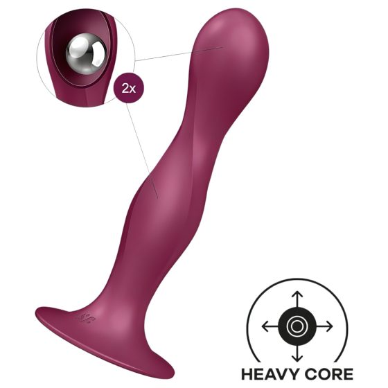 Satisfyer Double Ball-R - suction-cup weighted dildo (red)