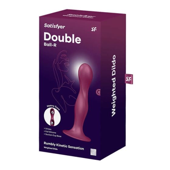 Satisfyer Double Ball-R - Weighted Dildo with Suction Cup (Red)