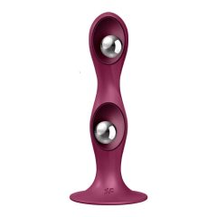   Satisfyer Double Ball-R - Weighted Dildo with Suction Cup (Red)