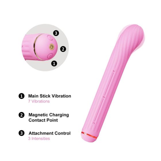 Magic Stick - Vibrator with Interchangeable Clitoral Arm (Pink)