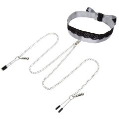   Fifty Shades of Grey - Nipple Clamps with Collar (Black-Silver)