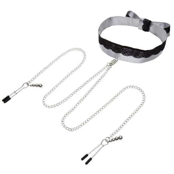 Fifty Shades of Grey - Nipple Clamps with Collar (Black-Silver)