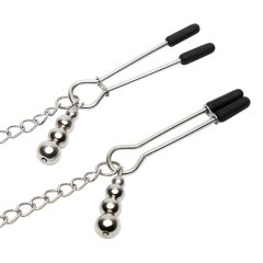   Fifty Shades of Grey - Nipple Clamps with Collar (Black-Silver)