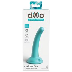   Dillio Curious Five - Suction Cup Silicone Dildo (15cm) - Turquoise