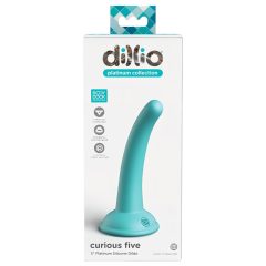   Dillio Curious Five - suction cup silicone dildo (15cm) - turquoise