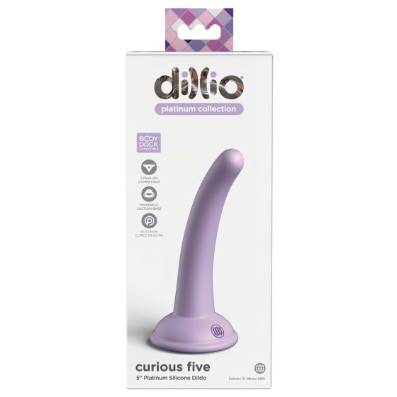 Dillio Curious Five - suction cup silicone dildo (15cm) - purple