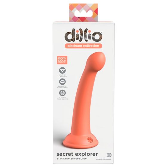 Dillio Secret Explorer - Suction Cup Tip Dildo (17cm) - Orange