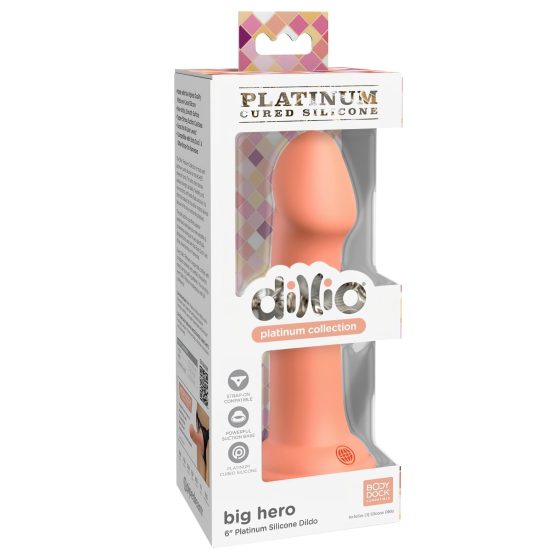 Dillio Big Hero - suction-cup silicone dildo (17cm) - orange