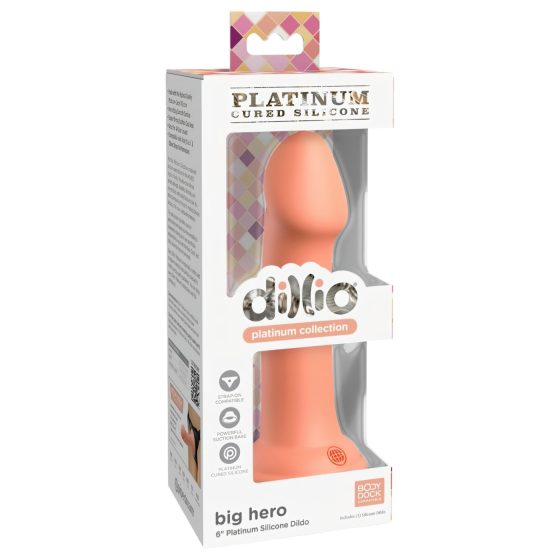 Dillio Big Hero - suction-cup silicone dildo (17cm) - orange