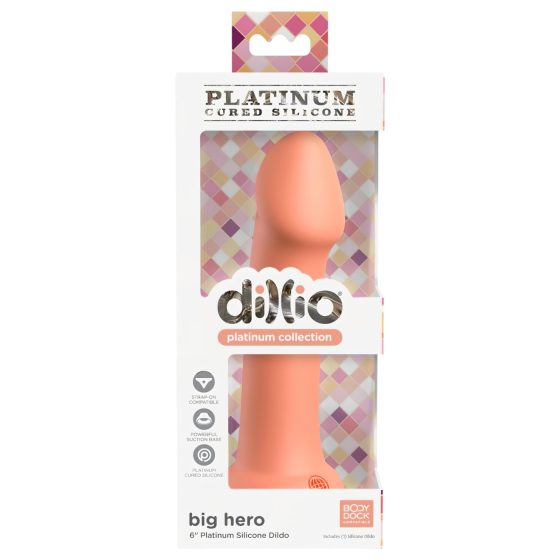 Dillio Big Hero - suction-cup silicone dildo (17cm) - orange