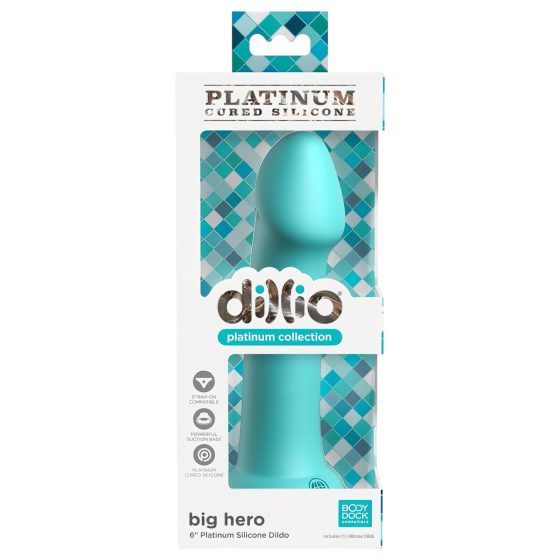 Dillio Big Hero - Suction Cup Dildo (17cm) - Turquoise