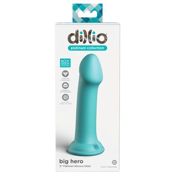 Dillio Big Hero - Suction Cup Dildo (17cm) - Turquoise