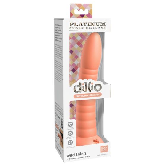 Dillio Wild Thing - Suction Cup Ribbed Dildo (19cm) - Orange