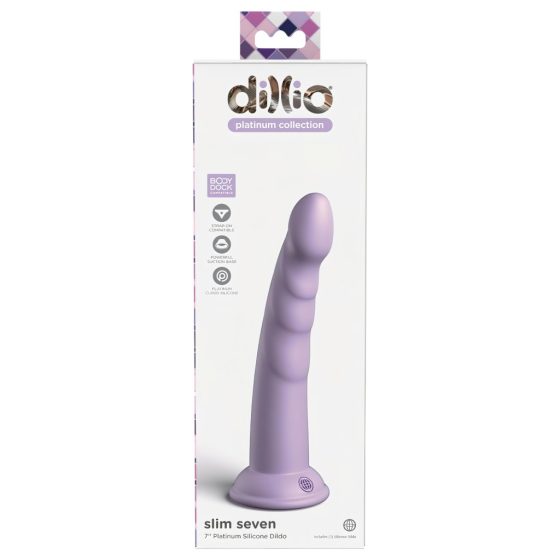 Dillio Slim Seven - Suction Cup Stimulator Dildo (20cm) - Purple