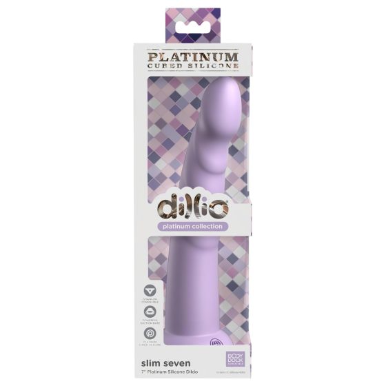 Dillio Slim Seven - suction cup stimulating dildo (20cm) - purple