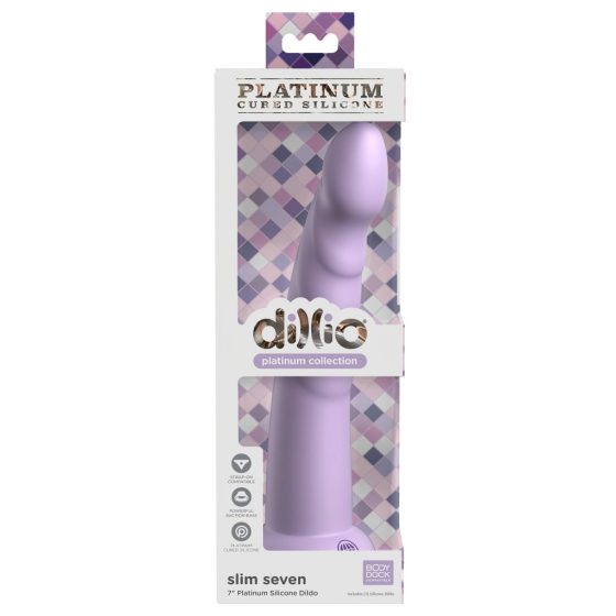 Dillio Slim Seven - Suction Cup Stimulator Dildo (20cm) - Purple