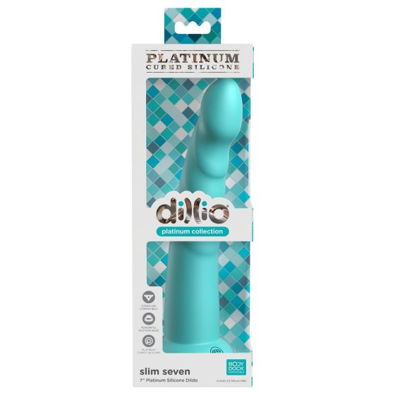 Dillio Slim Seven - Suction Cup Stimulating Dildo (20cm) - Turquoise