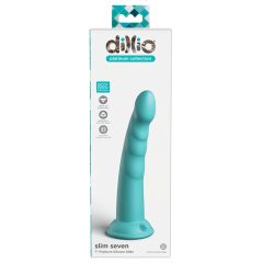   Dillio Slim Seven - Suction Cup Stimulating Dildo (20cm) - Turquoise