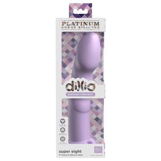 Dillio Super Eight - Suction Cup Silicone Dildo (21cm) - Purple