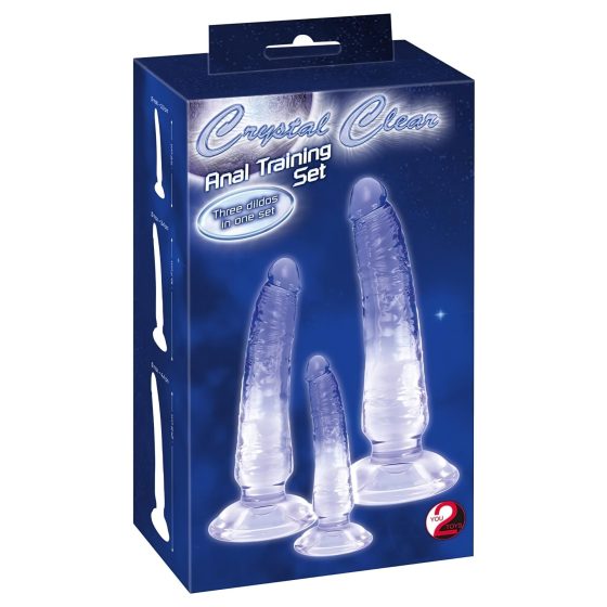 Crystal Clear - Anal Trainer Dildo Set - 3pcs (Transparent-Blue)