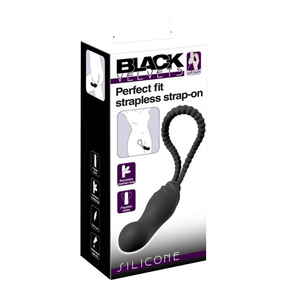 Black Velvet Perfect Fit - Strapless Strap-on Dildo (Black)