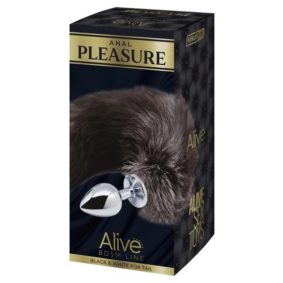 Alive Anal Pleasure - Medium Anal Plug with Fox Tail (Silver-Black)