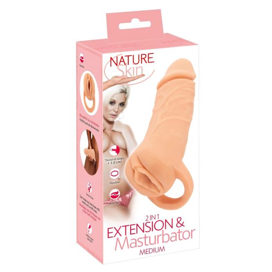 Nature Skin Penis Sleeve and Artificial Vagina - 18cm (Natural)