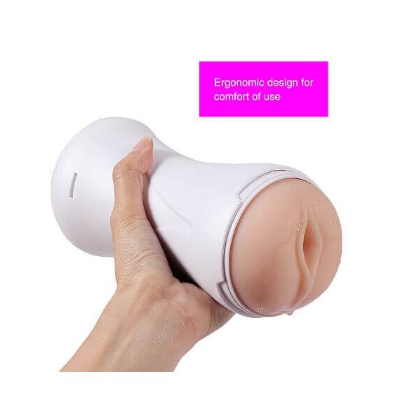 Lonely Happy - Battery Operated Moaning Vibrating Fake Vagina (White-Natural)