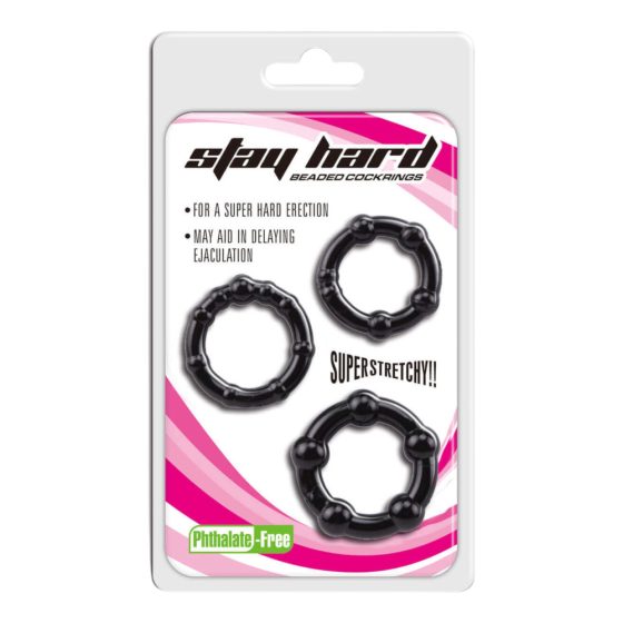 Lonely Stay Hard - penis ring set - black (3 pieces)